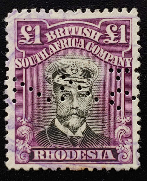 Rhodesia #138 F/VF Used Pound Admiral Perfin US$675