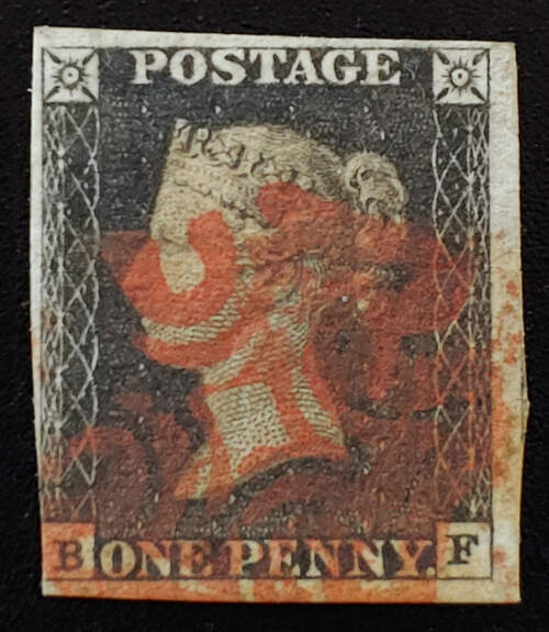 G.B. #1 Fine Red M/C Used 1840 1d Black position B-F US$375