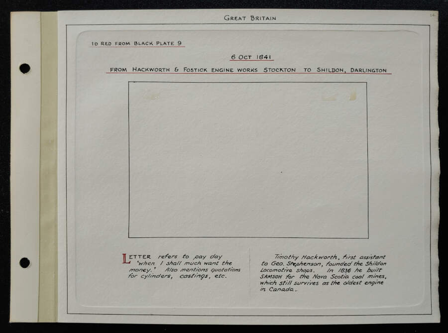 G.B. #3 6 Oct 1841 1d Red Plate 9 FLS on Wellburn page