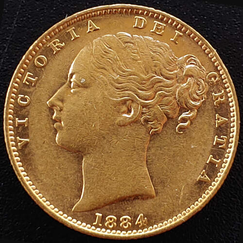 Australia XF 1884M Queen Victoria Shield Type Gold Sovereign .2355oz