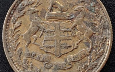 Hudson’s Bay Company XF 1857 punched 1/2 Made Beaver Token