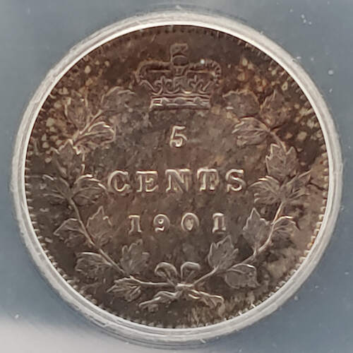 Canada ICG MS64 1901 Queen Victoria Silver 5 Cents $1050