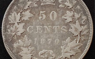 Canada VF30 1870 No LCW Victoria Silver 50 Cents, rim nick $6250