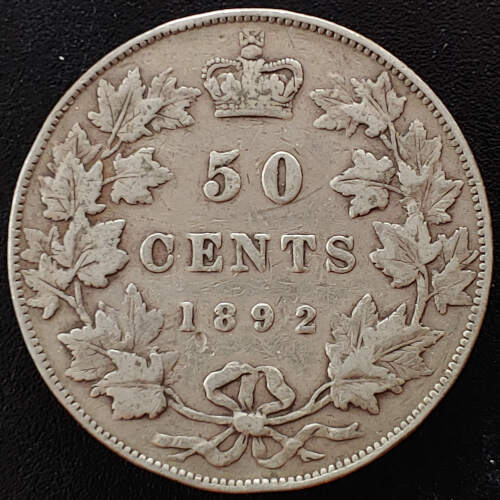 Canada VF 1892 Queen Victoria Silver 50 Cents, rim ding $500