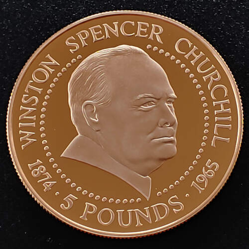 Guernsey Proof 1999 Churchill Gold 5 Pounds 1.392oz