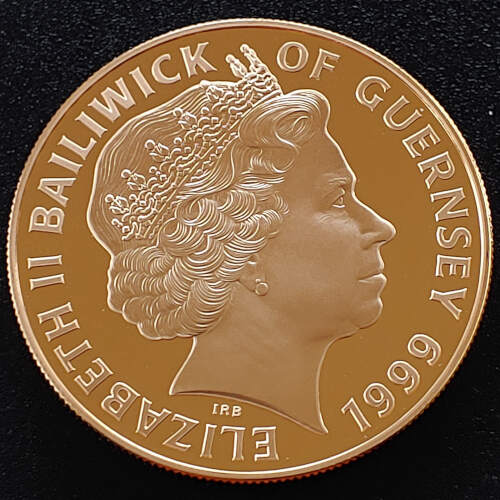 Guernsey Proof 1999 Churchill Gold 5 Pounds 1.392oz