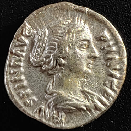 Faustina, Jr. 161-175 AD 3.25gm Silver Denarius w/ Concordia etc