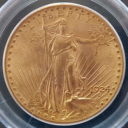 U.S.A. PCGS MS64 1924 Gold $20 Double Eagle US$3000 .96750oz