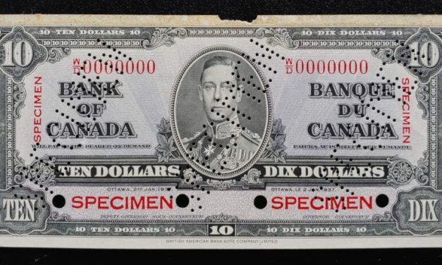 Canada prefix W/D 1937 Specimen George VI $10