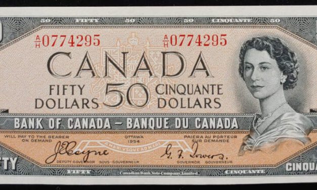 Canada Unc prefix A/H 1954 Devil’s Face QEII $50 Banknote