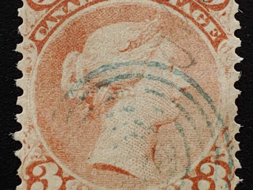 Canada #33 Fine Used 1868 3c Laid Paper