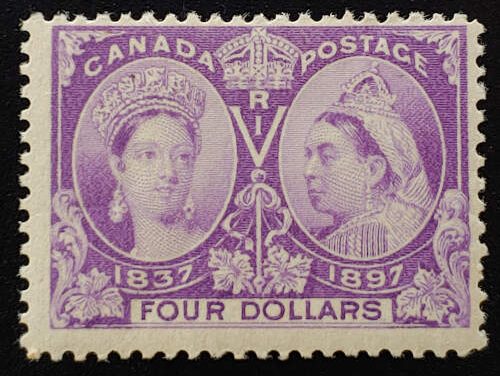 Canada #64 Fine Mint 1897 $4 Jubilee, natural gum wrinkle $1200