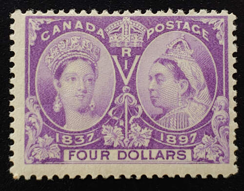 Canada #64 Fine Mint 1897 $4 Jubilee, natural gum wrinkle $1200