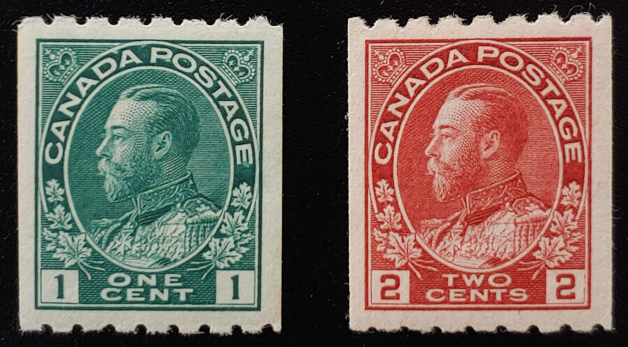 Canada #123-124 VF Mint Admiral Coil duo, last HR $300