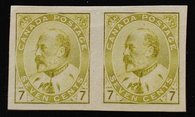 Canada #92a VF Unused 1903 7c Imperf Pair pencil signed $1000