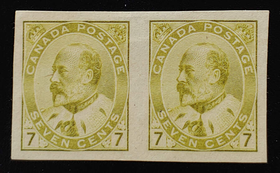 Canada #92a VF Unused 1903 7c Imperf Pair pencil signed $1000