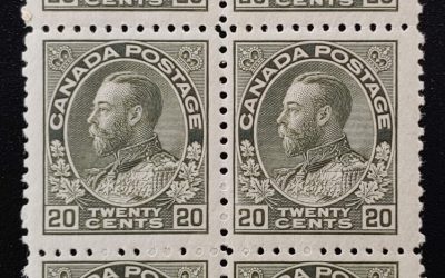 Canada #119d Fine Never Hinged 1912 20c Block