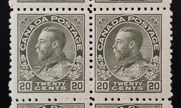 Canada #119d Fine Never Hinged 1912 20c Block