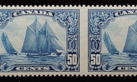 Canada #158b VF 1 NH 1929 50c Bluenose Perf by Imperf Pair