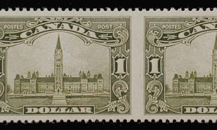 Canada #159b VF 1 NH 1929 $1 Parliament Perf by Imperf Pair