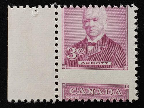 Canada #318 Never Hinged 1952 3c Abbott Dramatic Misperf