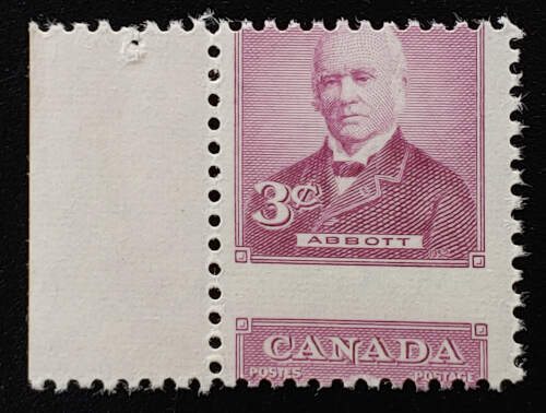 Canada #318 Never Hinged 1952 3c Abbott Dramatic Misperf $50