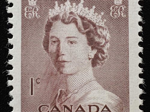 Canada #325 VF Mint HR 1953 1c Sneezing Queen unlisted Smear