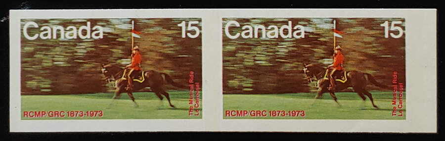 Canada #614a VFNH 1973 15c Imperf Pair, trifle hdlng mks $600