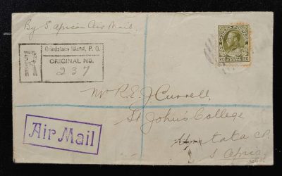 Canada #119 6 May 1930 20c Registered Air Cover to S. Africa
