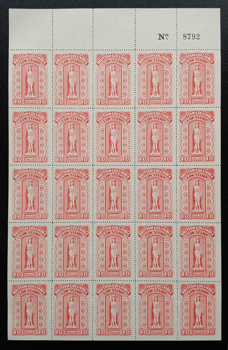 B.C. #BCL57a VFNH C Flaw Variety in Plate 8792 Sheet $1625 (25)