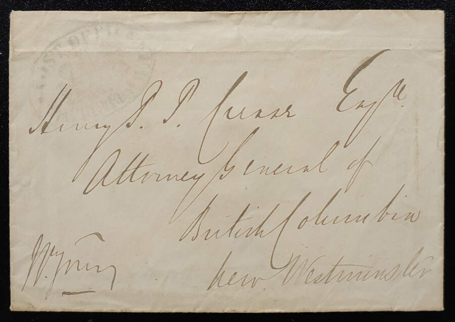 Victoria, V.I. Nov 1862 P.O. Paid Oval Stampless Cover, ex Wellburn
