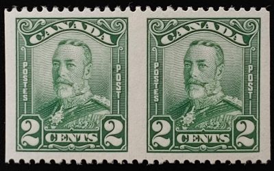Canada #150d VF Mint 1929 2c Scroll Perf by Imperf Pair