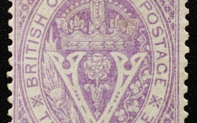 B.C. #12 Fine Mint OG 1867/71 50c owner’s backstamp $1800