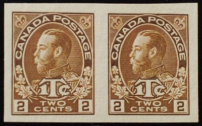 Canada #MR4b VF Unused War Tax Imperforate Pair