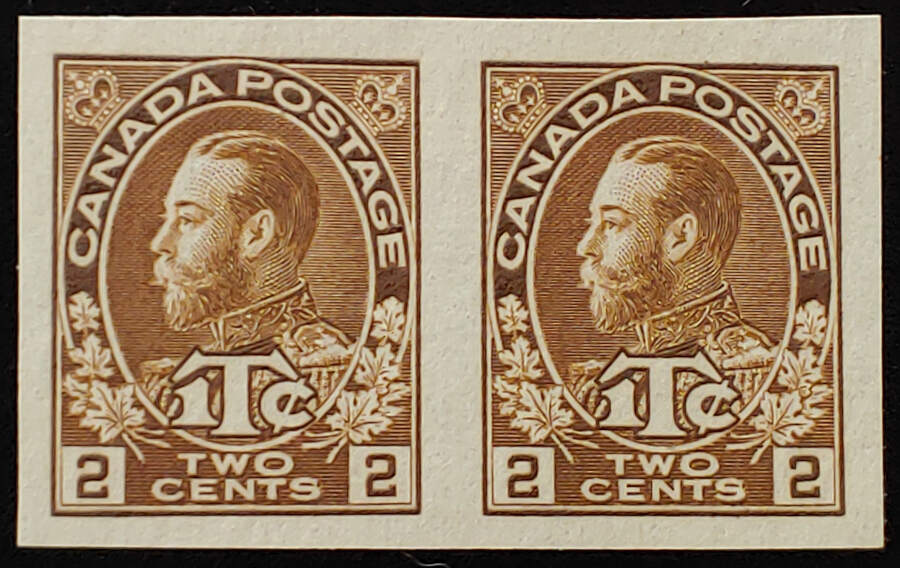 Canada #MR4b VF Unused War Tax Imperforate Pair $275