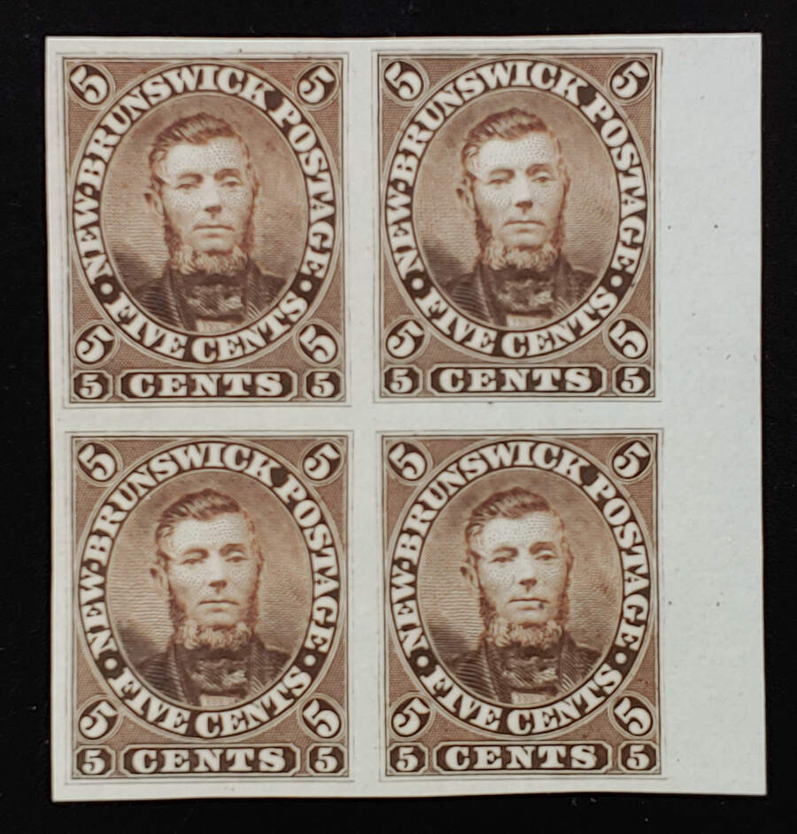 N.B. #5P VF 1860 5c Connell Plate Proof Block $1200 (4)