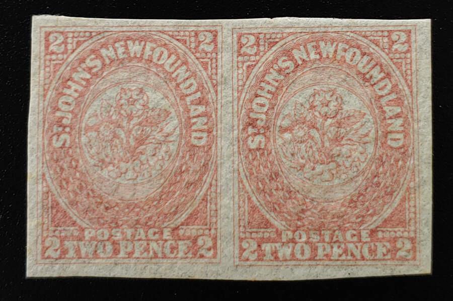 Newfoundland #17 VFNH 1861/62 2c Rose Imperforate Pair $2000