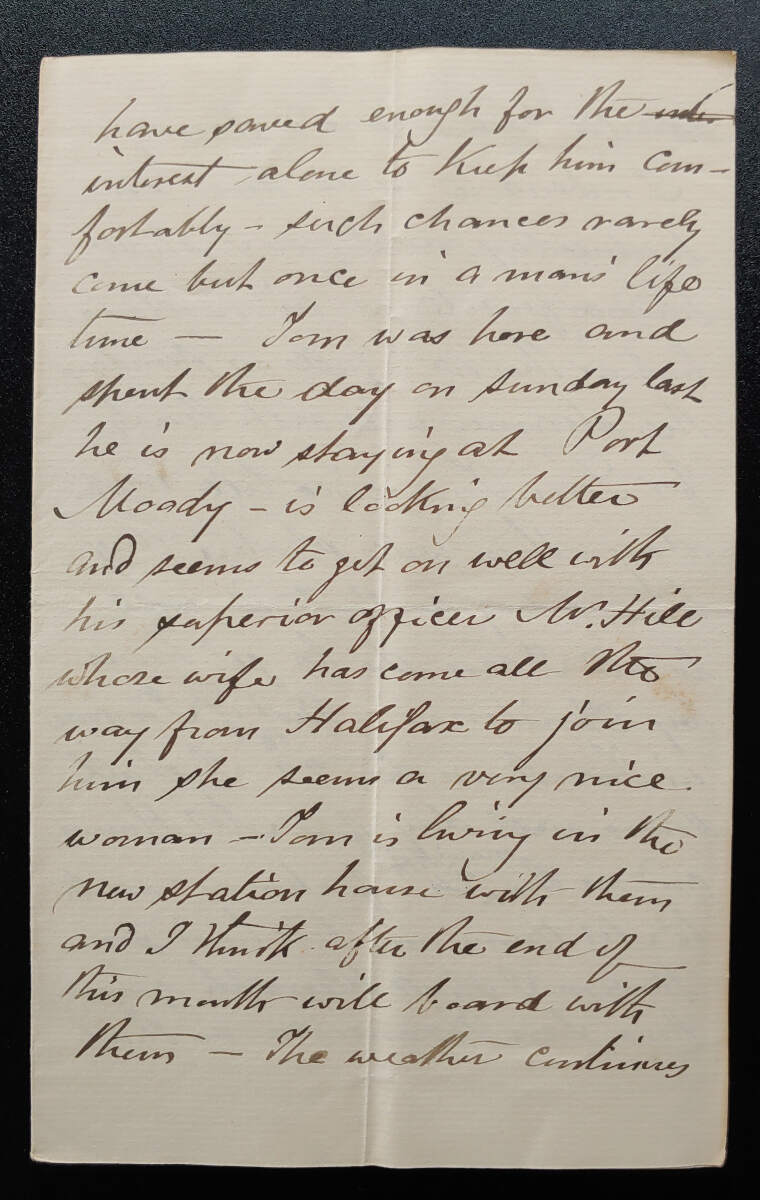 New Westminster, B.C. 28 Nov 1882 3-pg Marcus Smith letter to his wife
