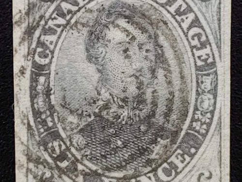 Canada #2 Fine Used 1851 6d Albert Laid Paper