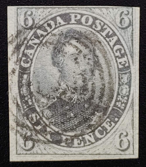 Canada #2 Fine Used 1851 6d Albert Laid Paper $1000
