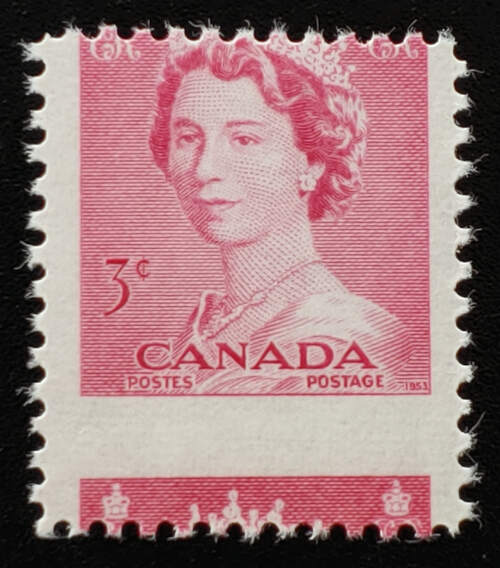 Canada #327 Never Hinged 1953 3c Dramatic Misperf