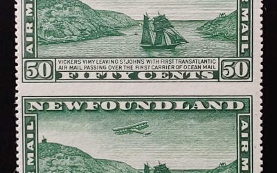 Newfoundland #C7b Fine+ one NH 1931 50c Perf by Imperf Pair