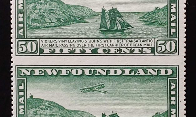 Newfoundland #C7b Fine+ one NH 1931 50c Perf by Imperf Pair