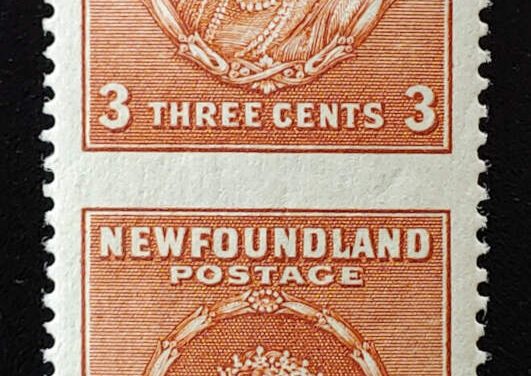 Newfoundland #187v VF one NH 1932/1937 3c Perf by Imperf Pair