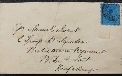 Cape of Good Hope #180 13 Apr 1900 3d Blue Siege of Mafeking Cover