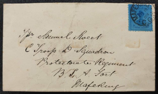 Cape of Good Hope #180 13 Apr 1900 3d Blue Siege of Mafeking Cover