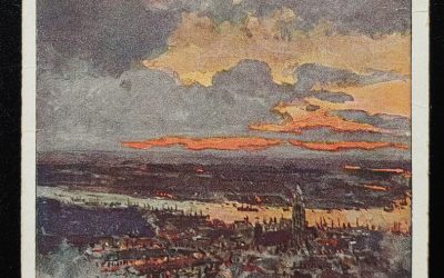 Germany #82 1915 5pf Used Zeppelin Over Antwerp Artist-signed Card