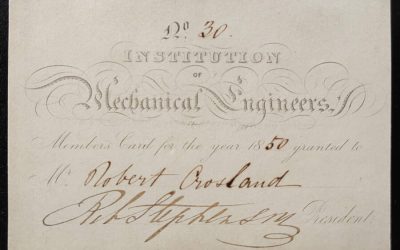 Robert Stephenson 1850 signed Engineer’s Card, ex Wellburn