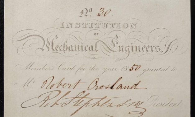 Robert Stephenson 1850 signed Engineer’s Card, ex Wellburn