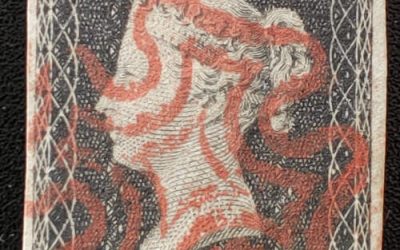 G.B. #1 F/VF Red M/C/ Used 1840 1d Black plate 1a